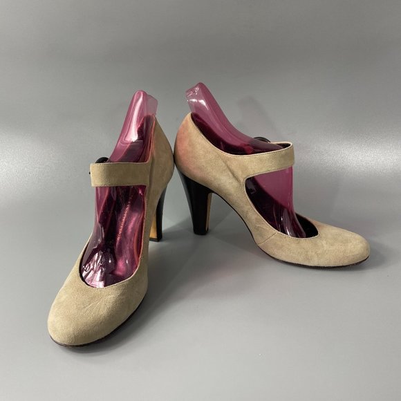 Giuseppe Zanotti Mary Janes Suede Block Heel Shoes, Size 38.5